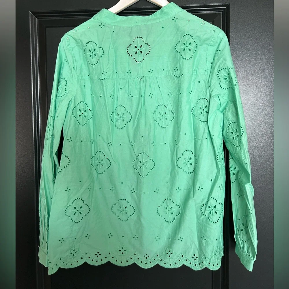 Talbots Mint Green Eyelet Blouse Small NWT - Picture 5 of 10